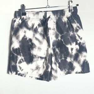 H&M Kids Tie Dye Swim Trunks Black White Boys Size 12–14 Drawstring Shorts